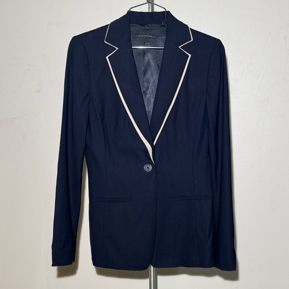 Navy Wool Blazer for Women, Size 4, Ellie Tahari